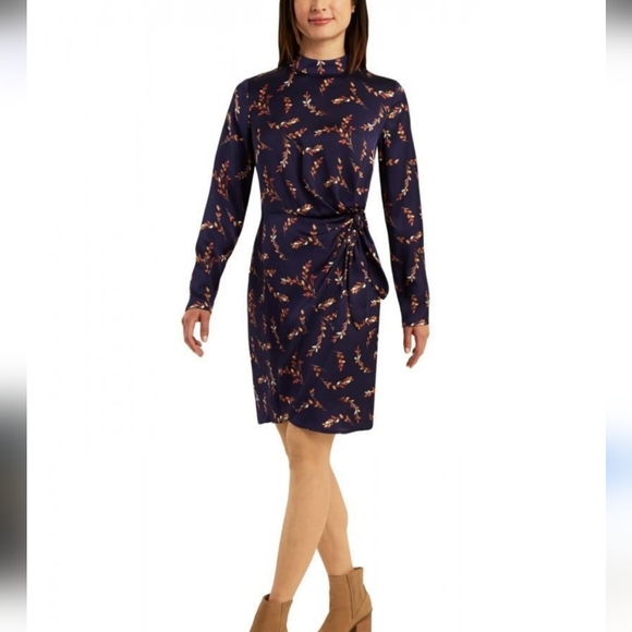BCX Dresses & Skirts - BCX Navy Floral Wrap Dress